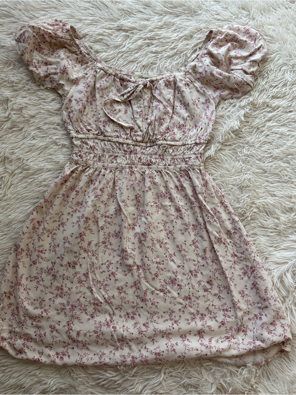 Passport Cream Dress with Dusty Rose Floral Print